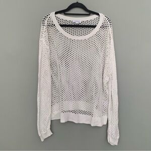 Summersalt‎ white open knit long sleeve 100% cotton sweater